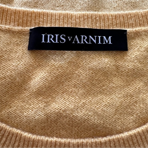 New Iris Von Arnim Cashmere Silk Yellow Crew Neck Sweater - Picture 8 of 11